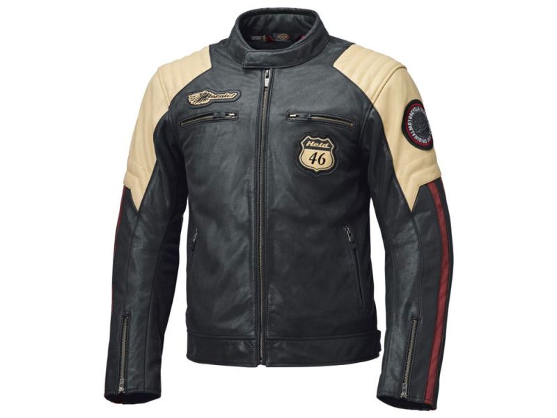 Held Baker 2 Leder Motorradjacke (schwarz / beige / burgund)-56