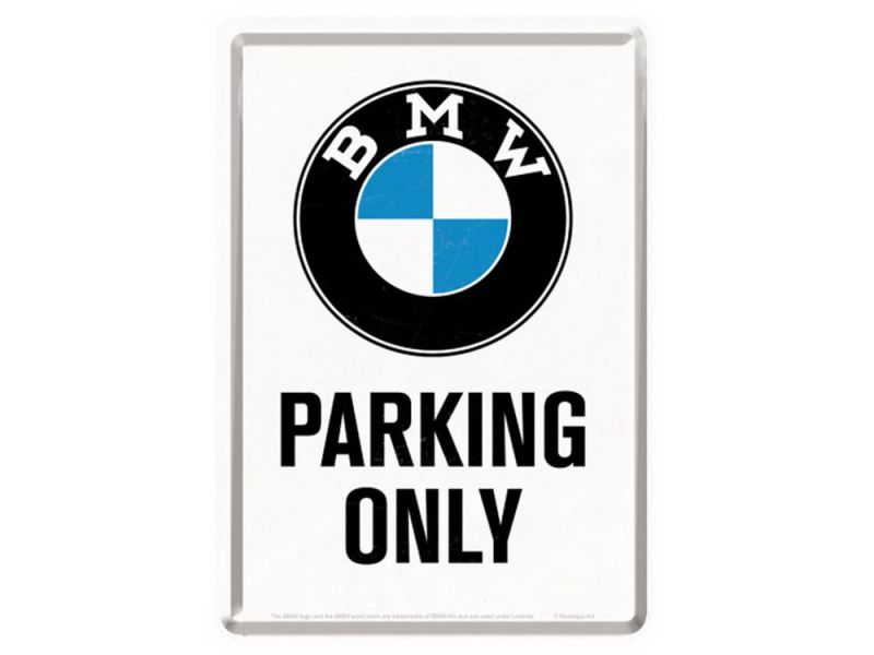 Nostalgic-Arts BMW Parking Only Blechpostkarte (10x14cm)