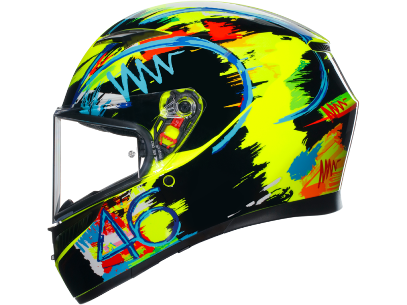 AGV K3 Rossi Winter Test 2019 Integralhelm (gelb/schwarz/blau)