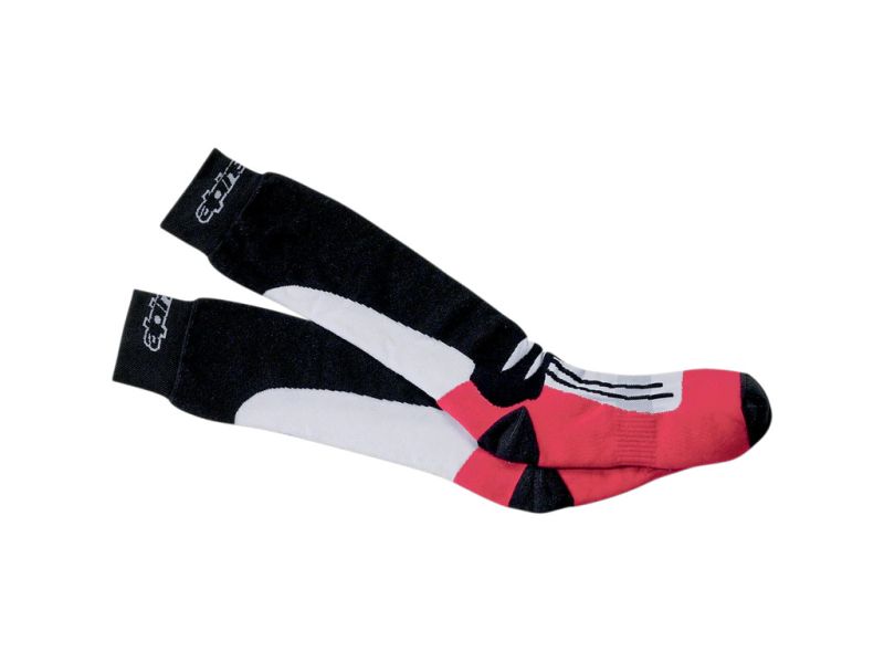 Alpinestars Racing Road Sommer Motorradsocken  (Schwarz/Weiß/Rot)