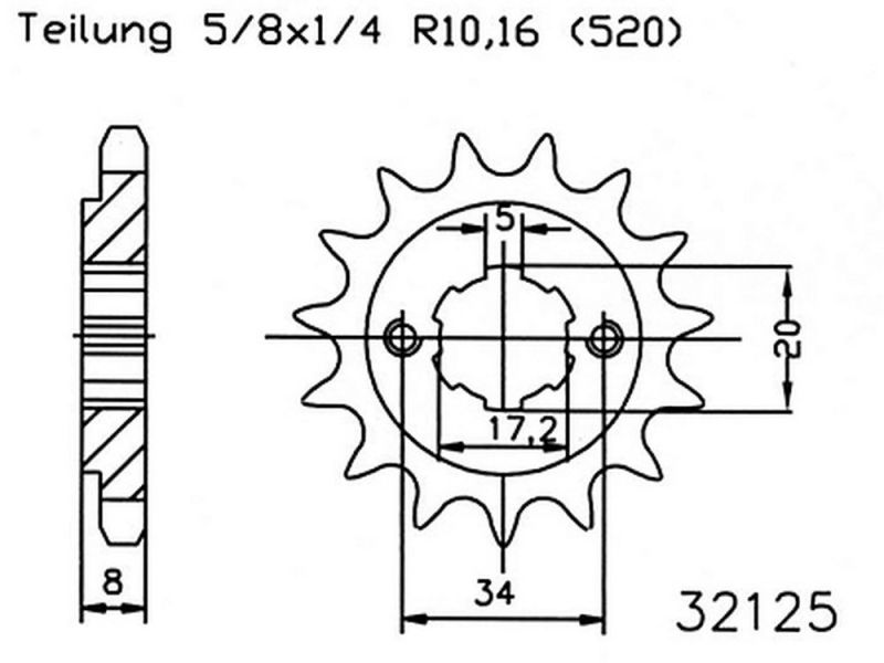 Esjot Ritzel 16 Zähne (520 | 5/8x1/4 | 32125-16)