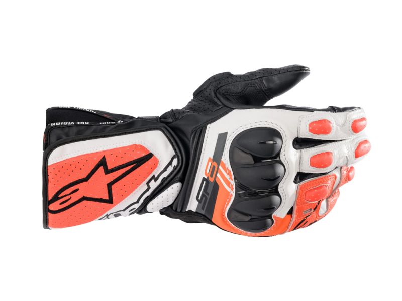 Alpinestars SP-8 V3 motorbike gloves men (black / white / fluoro red)