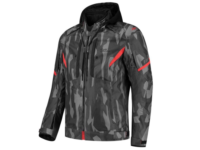 Rusty Stitches Dylan Motorradjacke Herren (schwarz / camo rot)