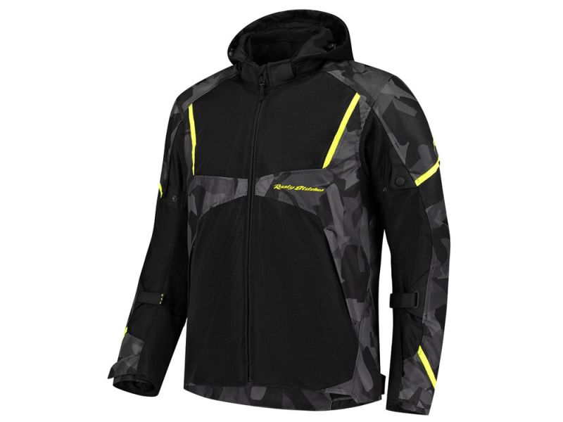 Rusty Stitches Carlo Motorradjacke Herren (schwarz / camo / gelb)