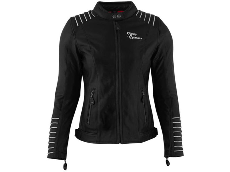 Rusty Stitches Amanda Leather Motorcycle Jacket Women (black / white)