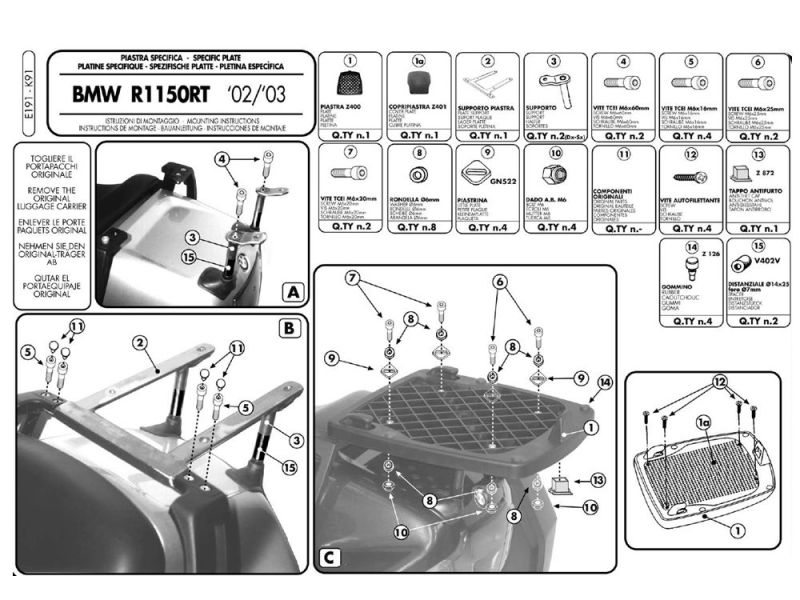 GIVI Monokey E Trägerplatte BMW R 1150 RS / RT (2002-2005)