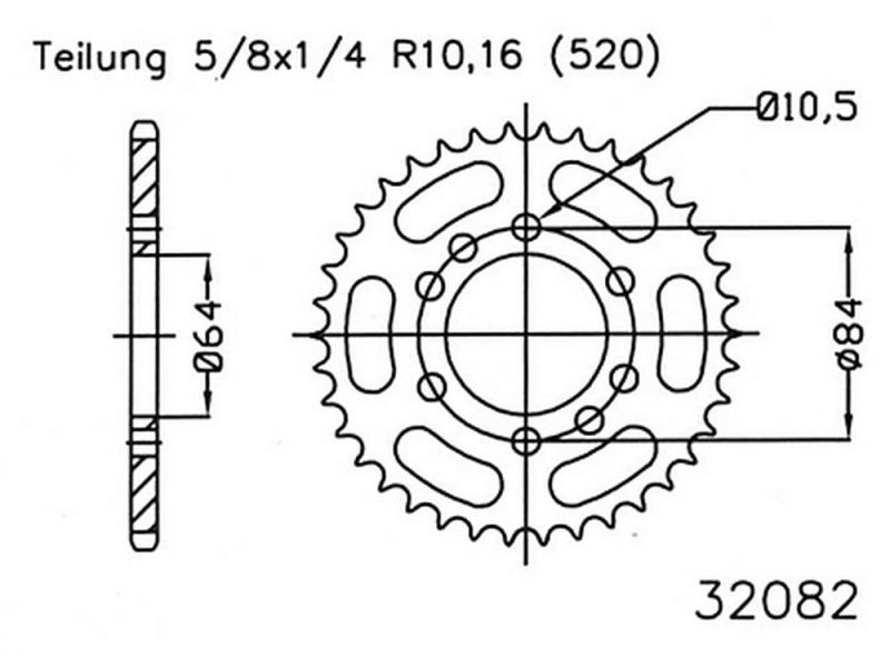 Esjot Kettenrad 36 Zähne Stahl (520 | 5/8x1/4 | 92-32082-36)