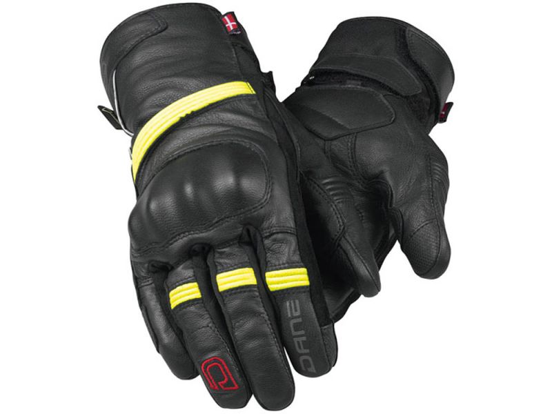 DANE Kjeld Gore-Tex motorbike gloves men (black / yellow)