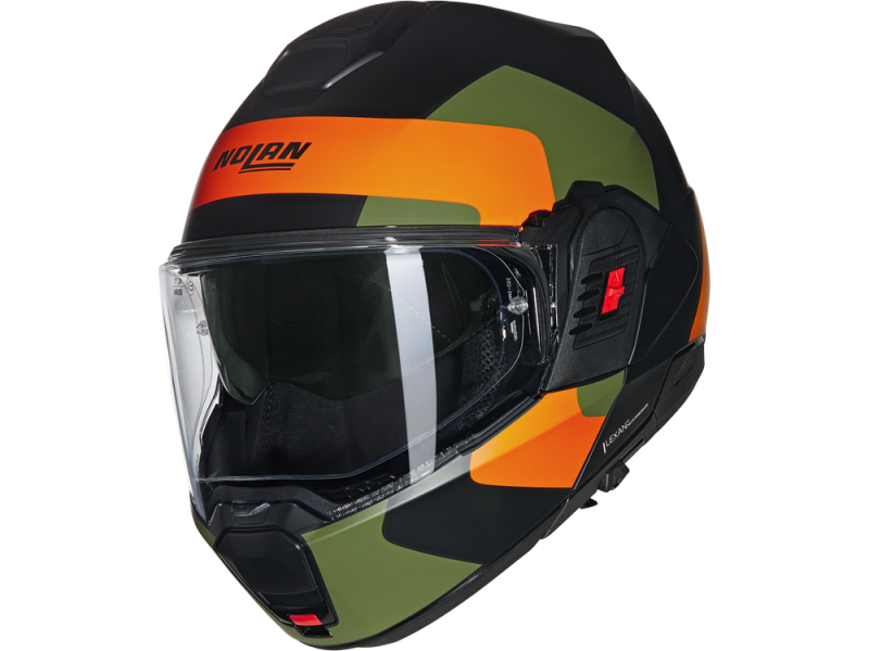 Nolan N120-1 N-Com Omocromo 345 Motorradhelm (Schwarz/Orange/Grün)
