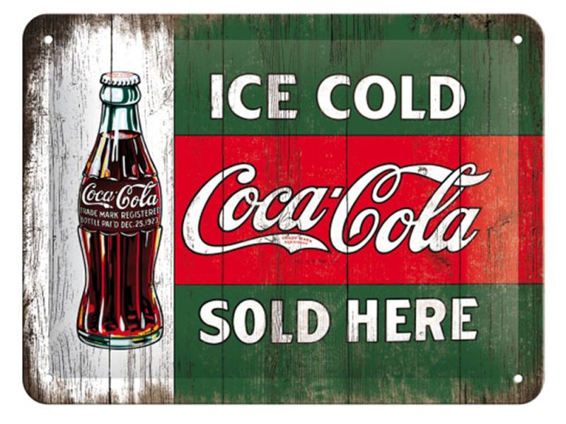 Nostalgic-Arts Coca Cola Ice Cold Sold Here Blechschild (15x20cm)