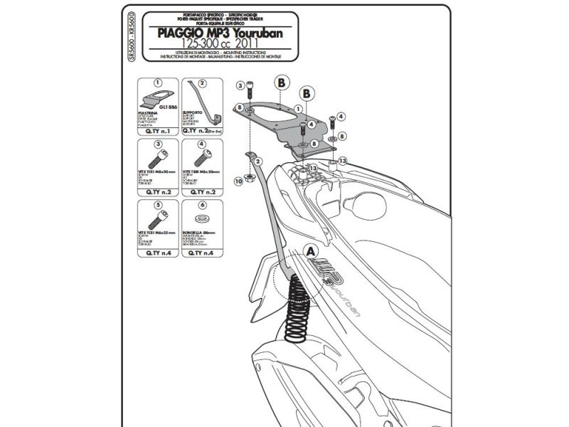 GIVI Monokey SR Gepäckbrücke Piaggio MP3 125 / 300 Yourban (2011-)