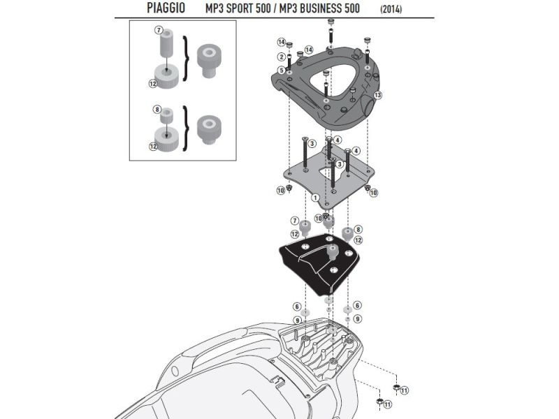 GIVI Monolock SR Gepäckbrücke Piaggio MP3 500ie LT Sport / Business (2014-)